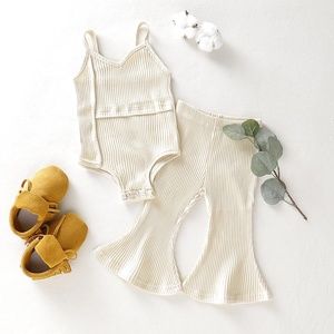 Ribbed Bodysuit & Flare Leg Matching clothing set